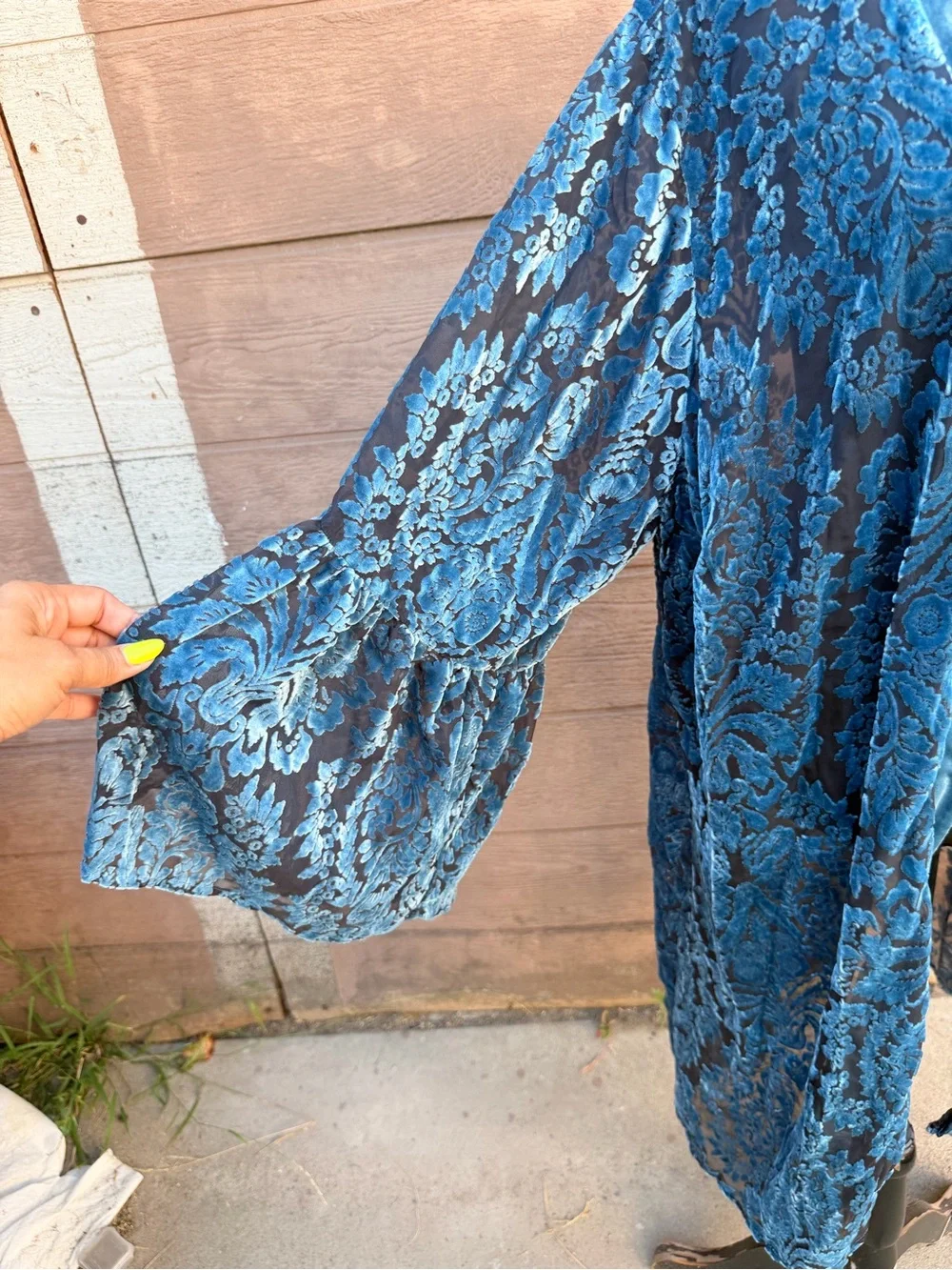 Torrid Velvet Burnout Kimono Robe - Teal Blue
